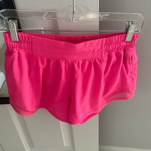 Pink highlighter lululemon hotty hot shorts